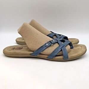 Earth Spirit Wini Gelron Thong Sandals Women's 11 Blue Crisscross Strap Slides